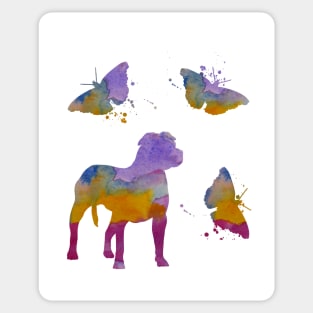 Staffordshire Terrier Art, With Butterflies, Sticker